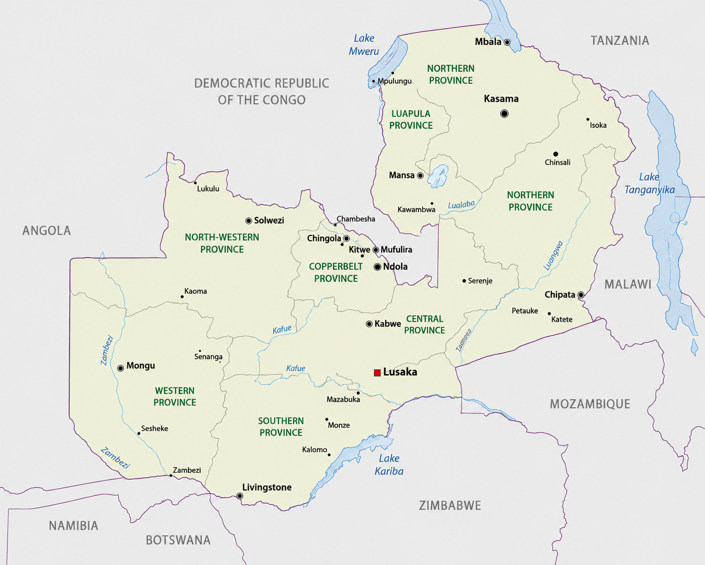 Zambia customs clearance border posts including Nakonde, Kasumbalesa, Chirundu, Kazungula, Mwami and Katima Mulilo